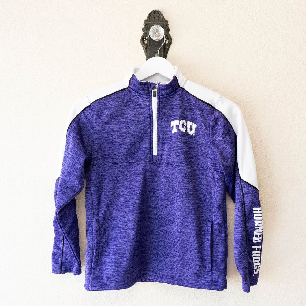 TCU Horned Frogs Quarter Zip Pullover Women Small Purple Colosseum NCAA Texas